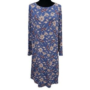 J Jill Blue Pink Floral Jersey Knit Stretch Shift Dress Size 1X